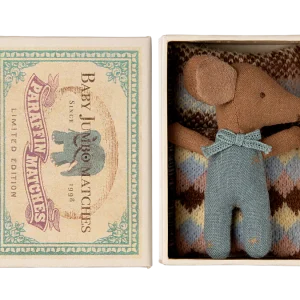 Bébé Souris dans sa boîte d&rsquo;allumettes bleue
