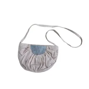 Sac Lune en lin rose et paillettes argent
