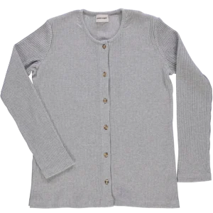 Cardigan Souci Côtelé Gris Clair Chiné