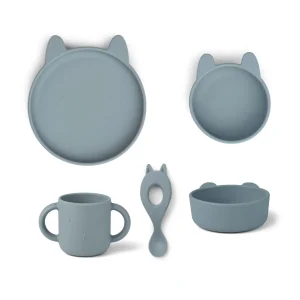 Pack de vaisselle en Silicone Vivi Rabbit Sea Blue