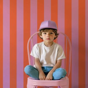 Papier peint rayures Mandarine – Orange & Violet