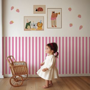 Papier peint rayures Rose Persan