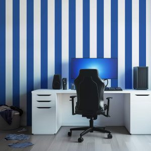 Papier peint rayures Myrtille – Bleu & Blanc