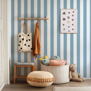 Papier peint rayures Bleu