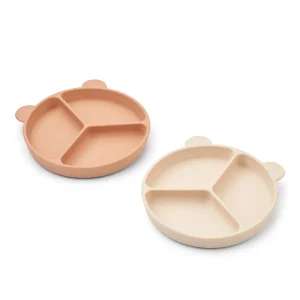 Lot de 2 assiettes à ventouse et compartiments Stacy Tuscany rose/Apple blossom