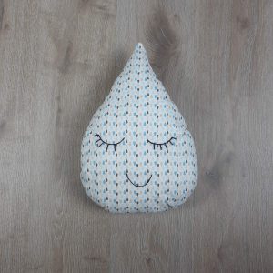 Coussin forme goutte d’eau bleu, GM