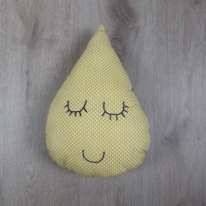 Coussin forme goutte d’eau jaune GM