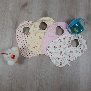 Bavoir en coton doublé éponge nid d’abeille