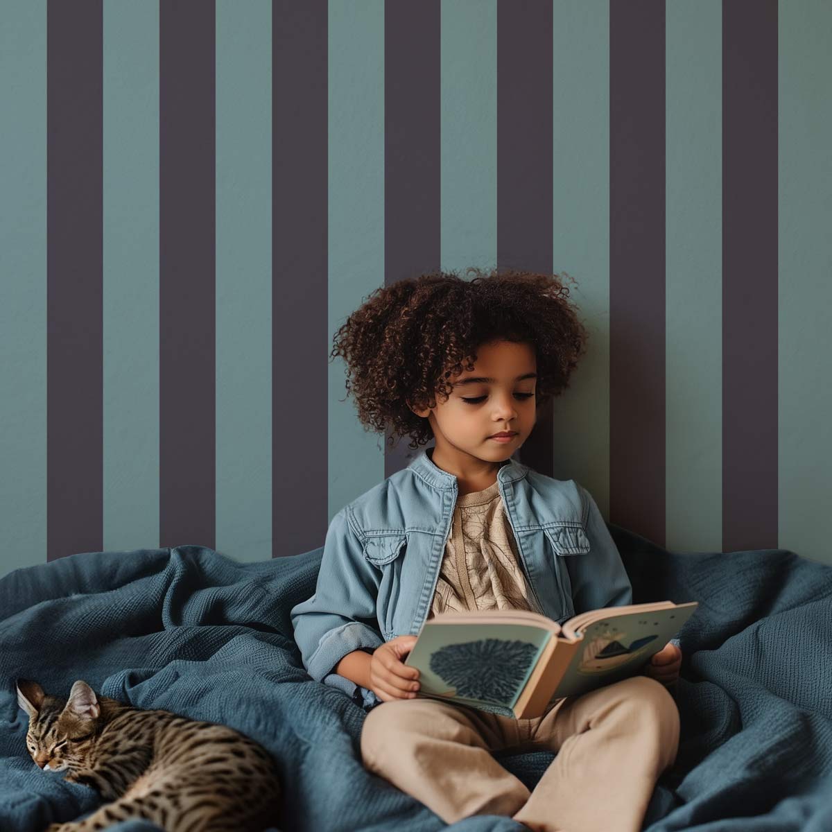 Papier peint rayures Amazonite – Tonka & Bleu Gris