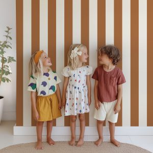 Papier peint rayures Caramel – Brun & Beige