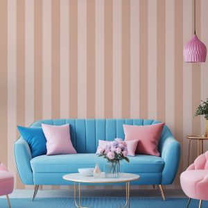 Papier peint rayures Chair – Rose Poudré & Beige Rosé