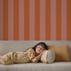 Papier peint rayures Cannelle – Orange & Rose