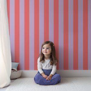 Papier peint rayures Pomme d&rsquo;Amour – Rouge & Violet