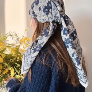 Grand Foulard Bleu en Lurex