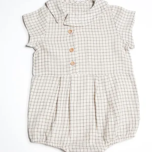 Barboteuse Nacre Ecru Carreaux