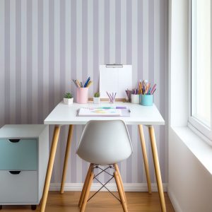 Papier peint rayures Lilas – Bleu Lavande