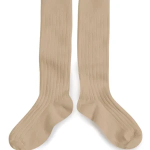 Chaussettes hautes à côtes – Petite taupe