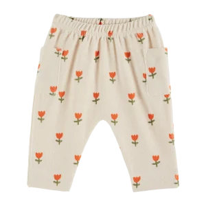 Sarouel Eponge imprimé Grande Tulipe Crème