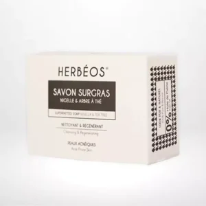herbéos savon surgras nettoyant regenerant peaux acneique 100 gr