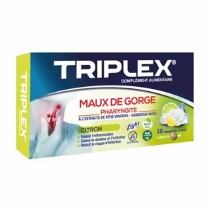 TRIPLEX maux de gorge CITRON 16 COMPRIMES