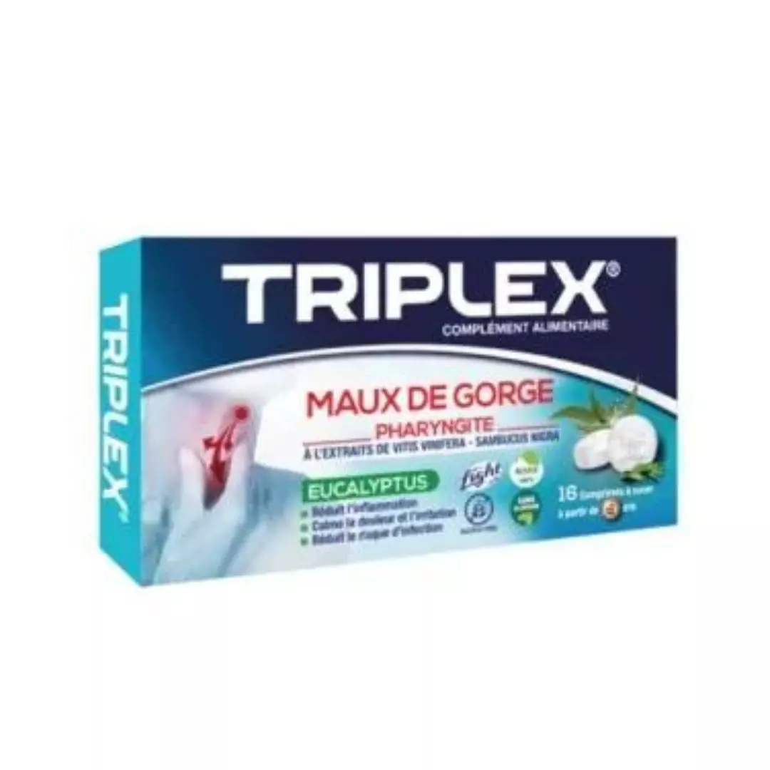 triplex maux de gorge pharyngite eucalyptus,16 comprimes