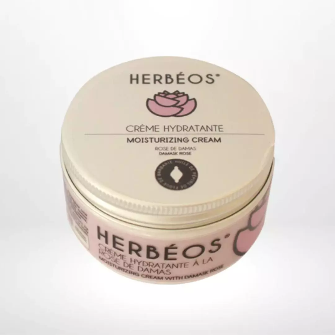 herbeos | creme hydratante corps et mains et pieds a la rose de damas 100 ml