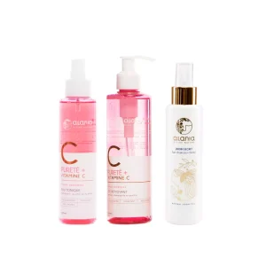 pack alania :gel nettoyant purete+ vitamine c 250ml+eau tonique 150ml +bain d’huile pour cheveux 150ml