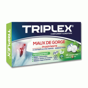 triplex maux de gorge pharyngite peppermint,16comprimes