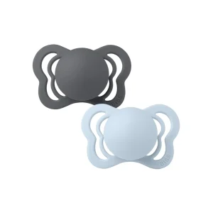 BIBS 02 SUCETTES NATURAL RUBBER IRON BABY BLUE SIZE1 0M+