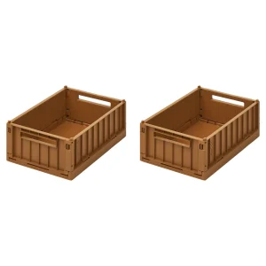 Lot de 2 caisses de rangement Small Weston Golden Caramel