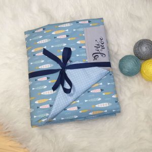 Couverture Bébé Personnalisable >.Poissons Bleu Clair <
