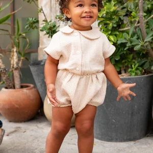 Barboteuse Nacre – Rayures beiges