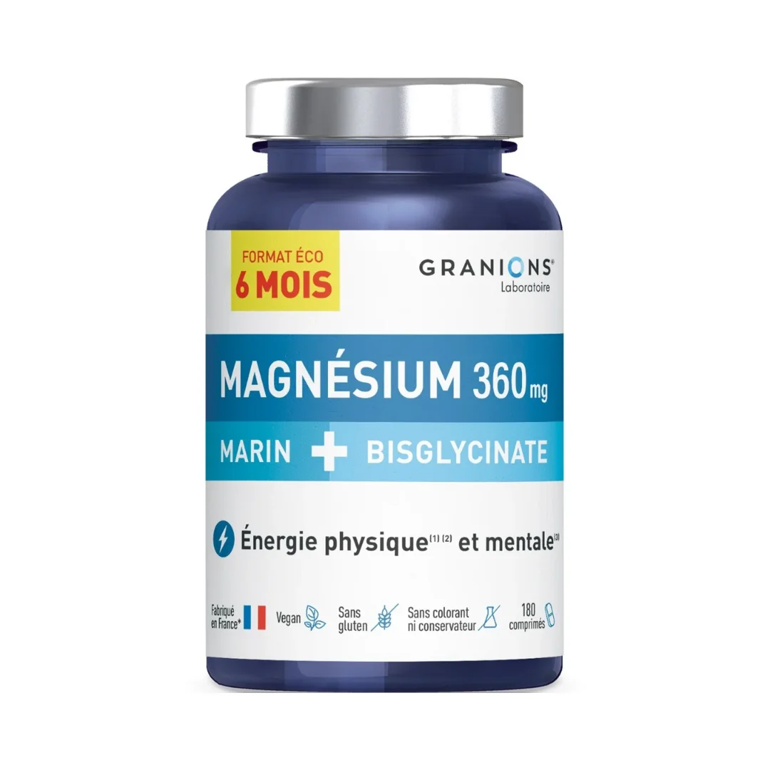 Granions Magnésium Marin + Bisglycinate Format éco 6 mois