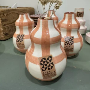 Mini Vase Gourde Damier Terracotta