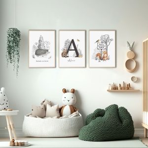 Lot de 3 affiches thème forêt pour enfant