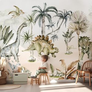 Papier peint dinosaures exotiques