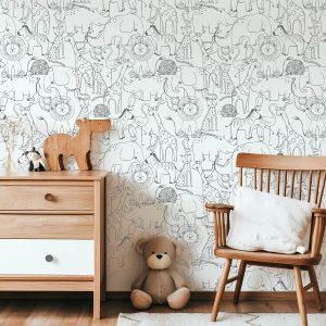 Papier Peint contours de la savane enfant