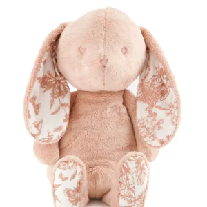 Peluche Lapin 25cm Toile de Jouy Rose Profond