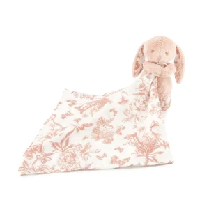 Peluche Doudou Lapin Toile de Jouy Rose Profond