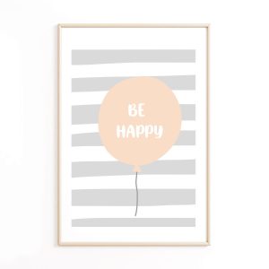 Affiche Be Happy – Rose