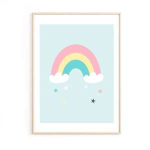Affiche bébé arc en ciel – bleue