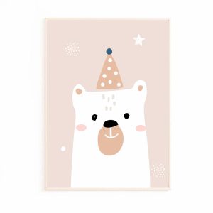 Affiche bébé beige ours