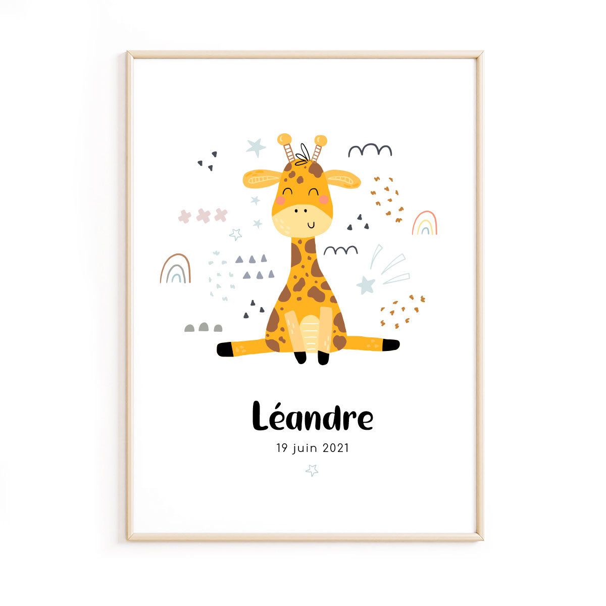 Affiche bébé girafe personnalisable