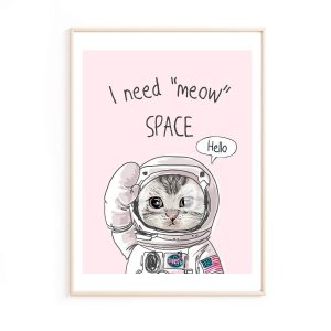 Affiche bébé chat astronaute