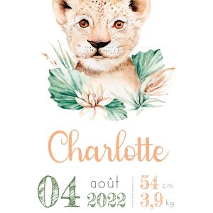 Affiche de naissance savane personnalisé