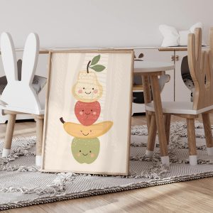 Poster fruits et légumes souriants pour enfant