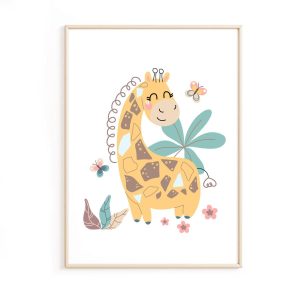 Affiche safari girafe – chambre bébé