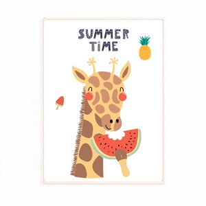 Affiche estivale girafe gourmande