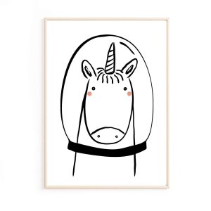 Affiche enfant licorne astronaute