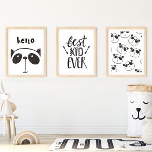 Lot de 3 affiches Panda pour enfant